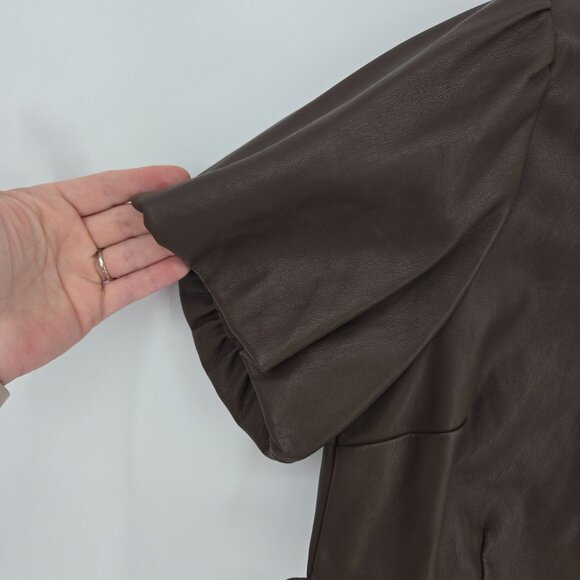 Kirious womens size large brown faux leather open back criss cross crop top - Picture 3 of 9